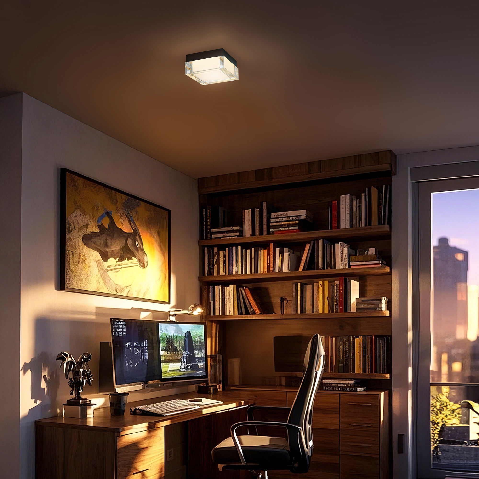 Box LED 5 inch Sand Black Outdoor Flush Mount